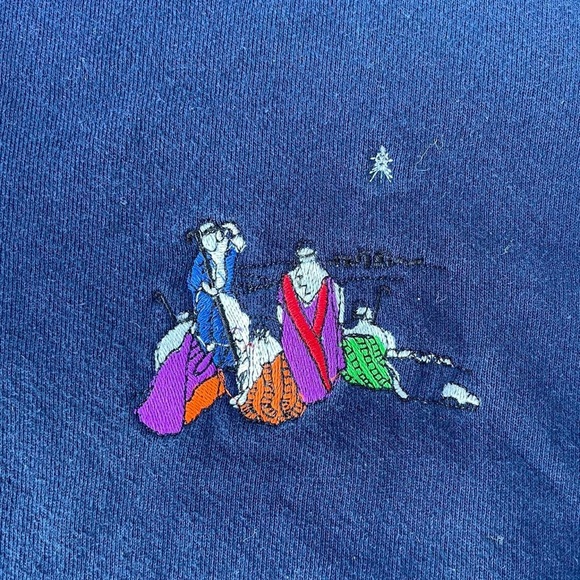 Vintage Three wise men Christian navy blue crewneck women’s size medium - Picture 4 of 4